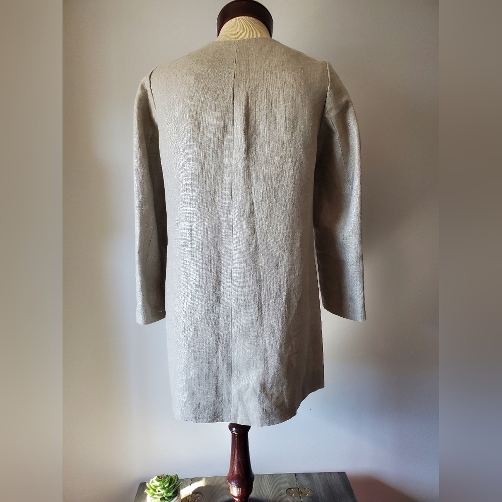 ZARA 100% linen cream/gold jacket. Size xs - Picture 7 of 10
